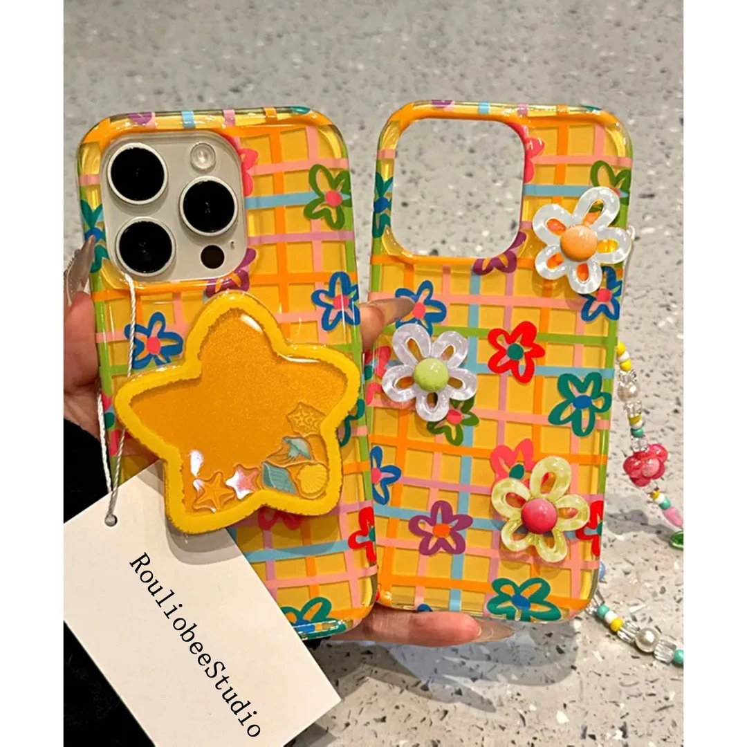 BANCA彩色格纹星星摇摇乐适用iPhone16手机壳15华为vivo小米oppo
