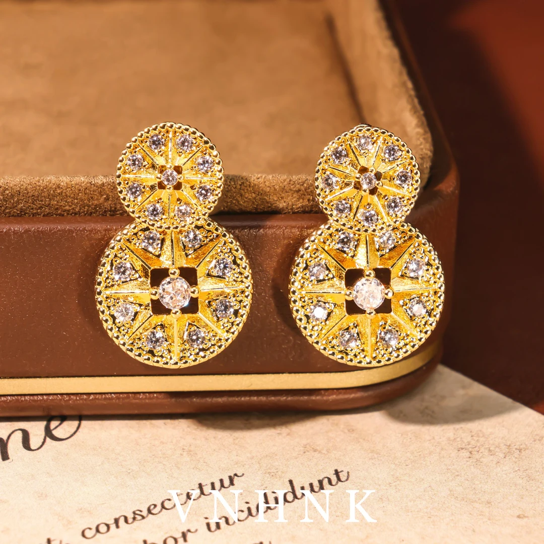 铜合金合成锆石耳饰 美可儿   F545  金色时尚气质耳环