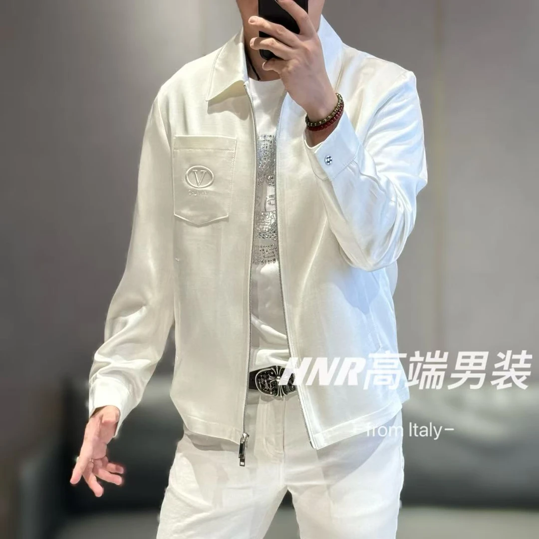 【VEHO品牌】进口醋酸莱塞尔亚麻混纺老钱风轻奢休闲夹克28062