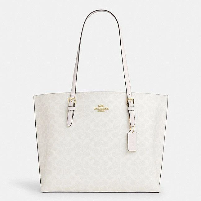 COACH/蔻驰经典标志托特包CV967 IMXU5轻奢时尚百搭MOLLIE 34白色
