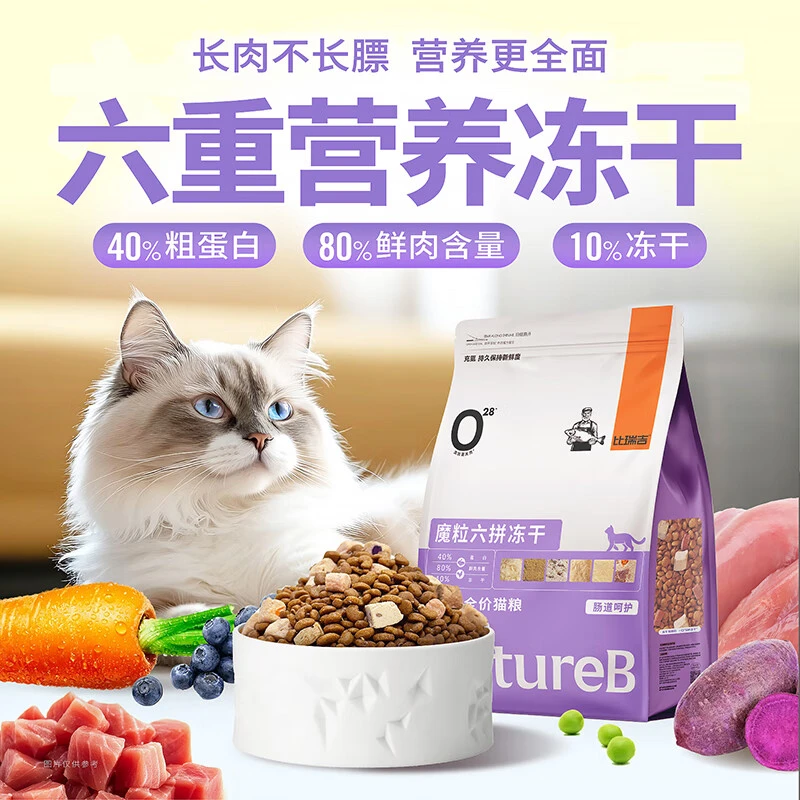 比瑞吉魔力冻干猫粮通用袋装六拼冻干全期猫粮营养易消化美味健康