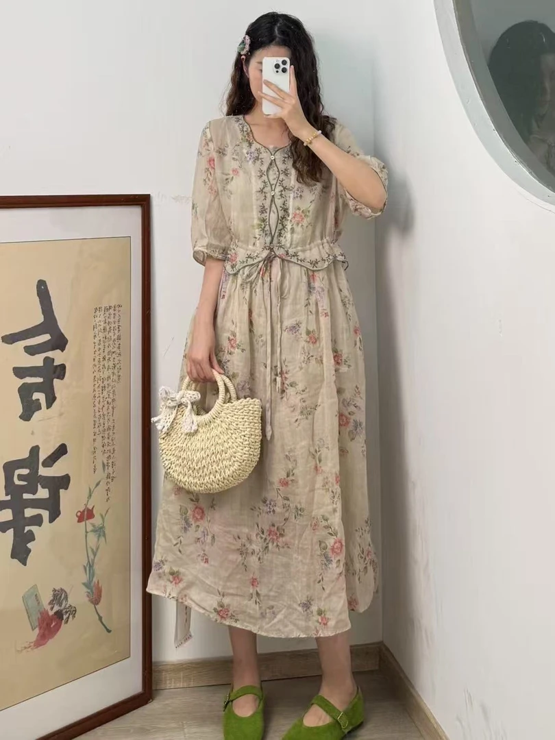 【原创设计】50750款爆款时尚显瘦长款女装印花夏季碎花连衣裙