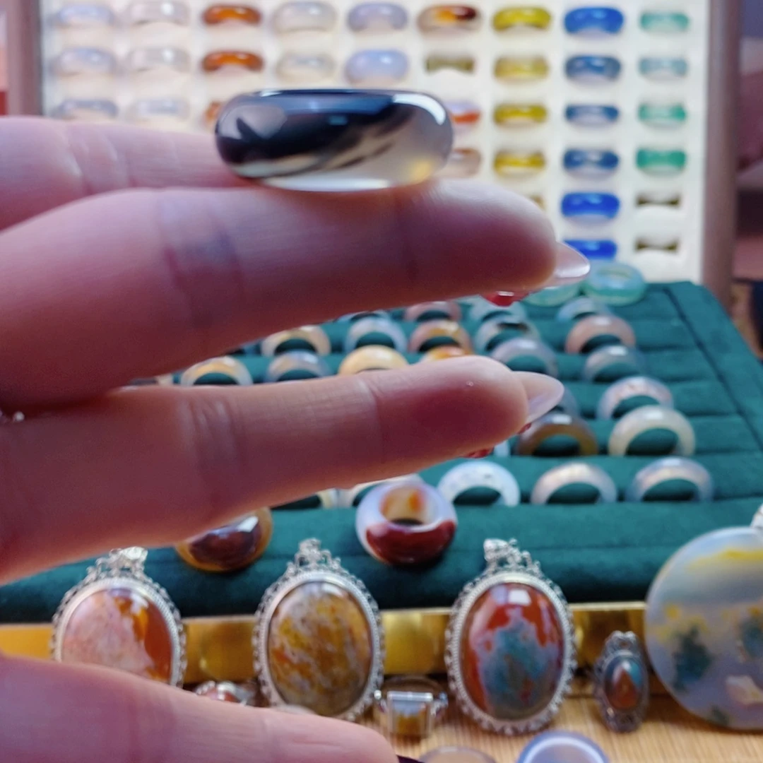 玛瑙/玉髓戒指未镶嵌暗*