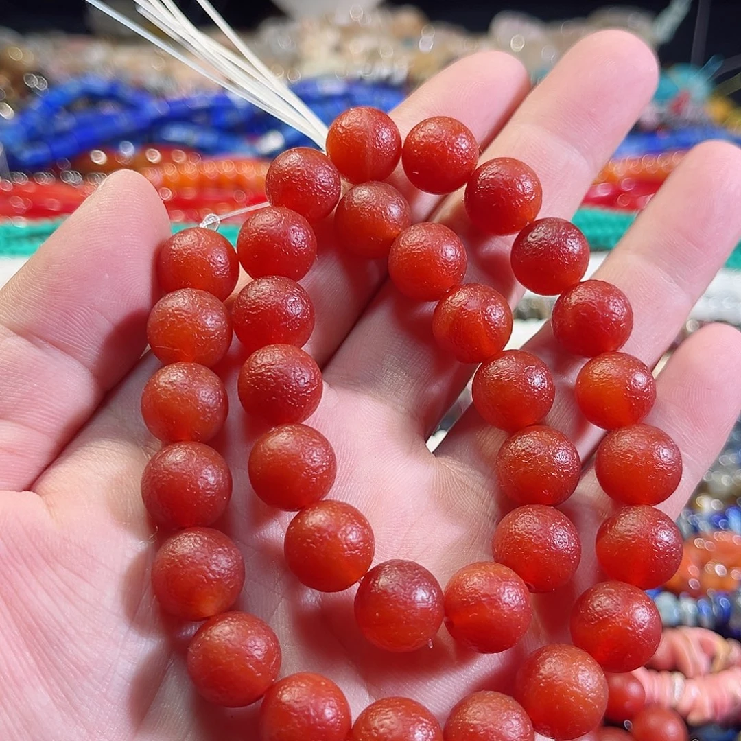 玛瑙/玉髓合金珠宝半成品橘皮玛瑙一条12mm