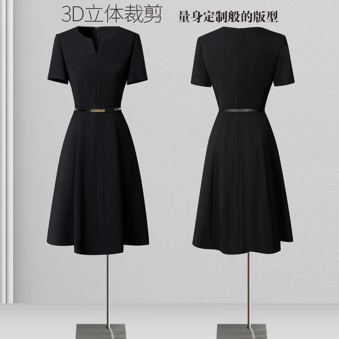 法式连衣裙女夏新款时尚优雅端庄修身减龄温婉大方衣服职业A字裙
