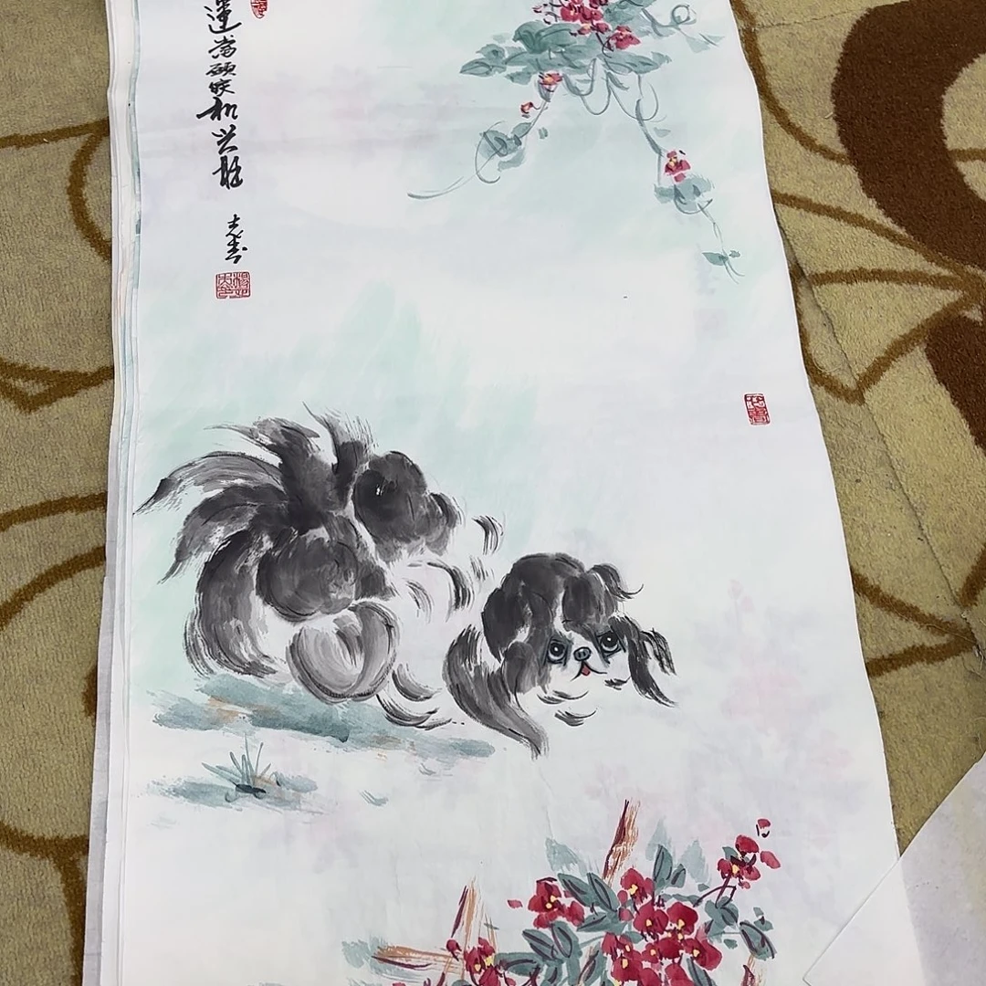 国画三尺花鸟作品童