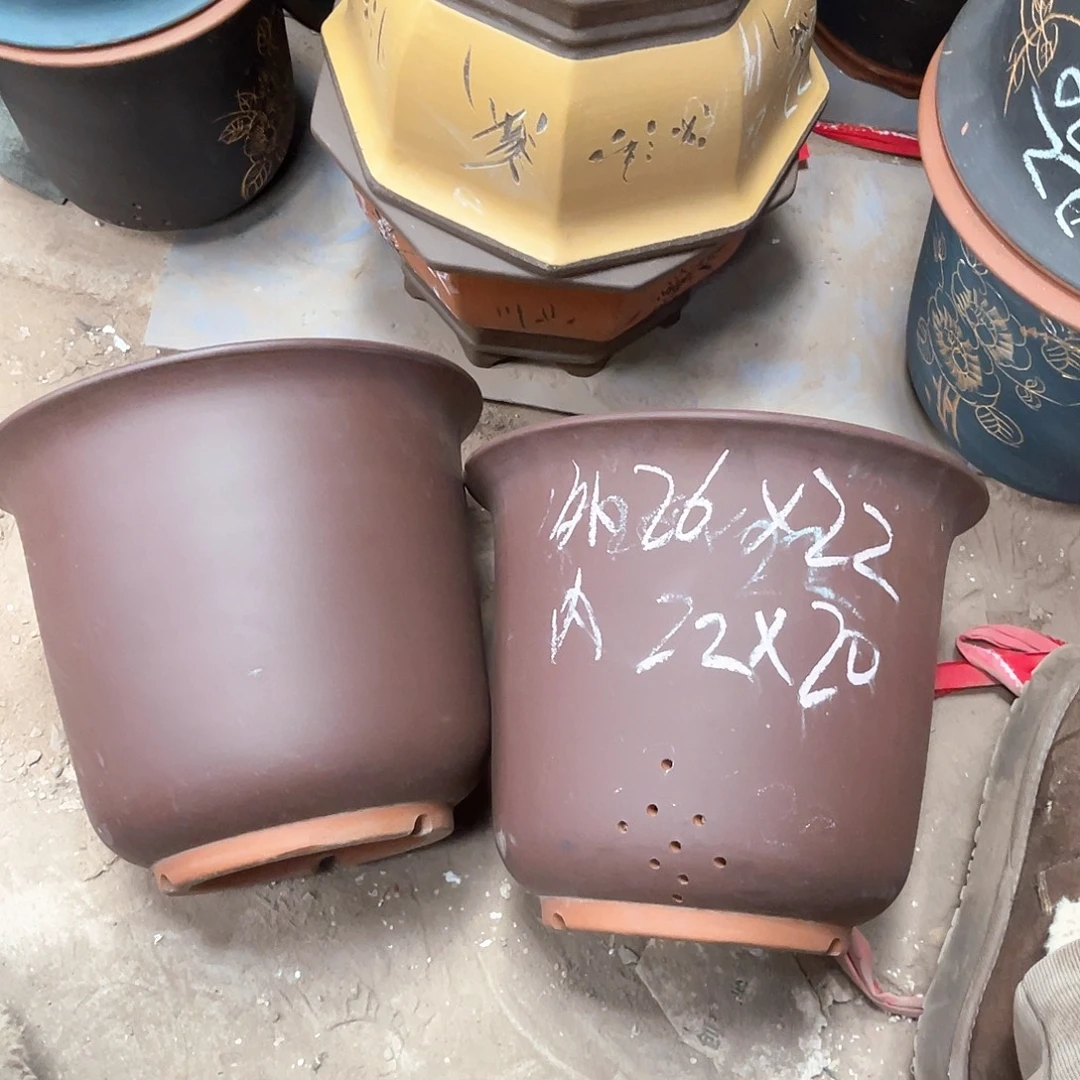 紫砂花盆金钟盆两个