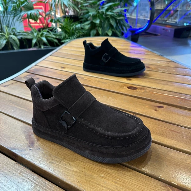 （棉鞋）25-8磨砂皮休闲风套筒系带时尚休闲鞋秋冬雪地靴男鞋时尚