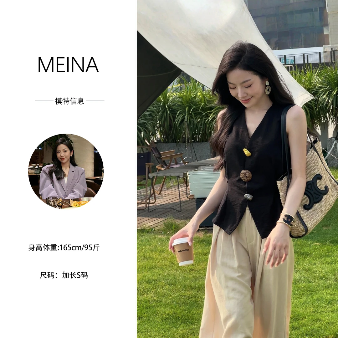 MUMU【南法沿岸】气质马甲背心复古设计感小众百搭显瘦背心上衣