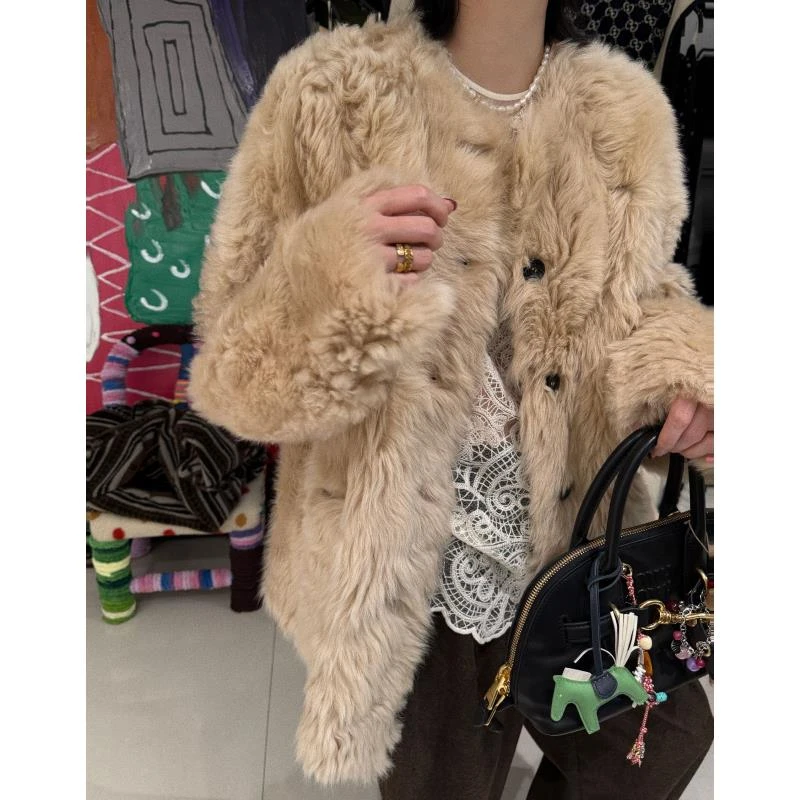 【皮草外套】带编码的进口托斯卡纳羊皮毛一体皮草外套  J24W671