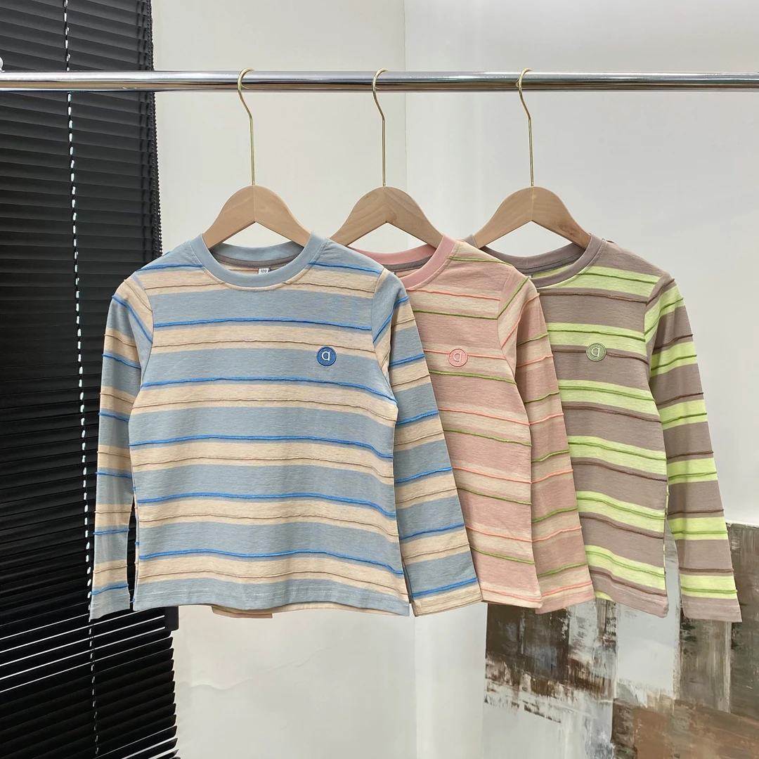 {柔软亲肤}儿童春秋圆领T恤条纹上衣