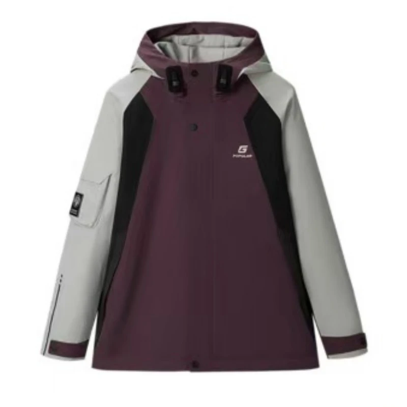 HS55剪标拼接防风男女同款含绵羊毛棉服冲锋衣