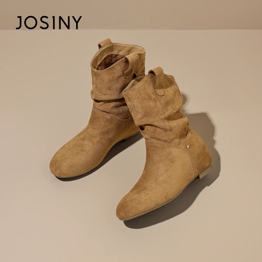 卓诗尼流苏堆堆短靴2025秋冬新款复古美拉德勃肯厚底内增高马丁靴