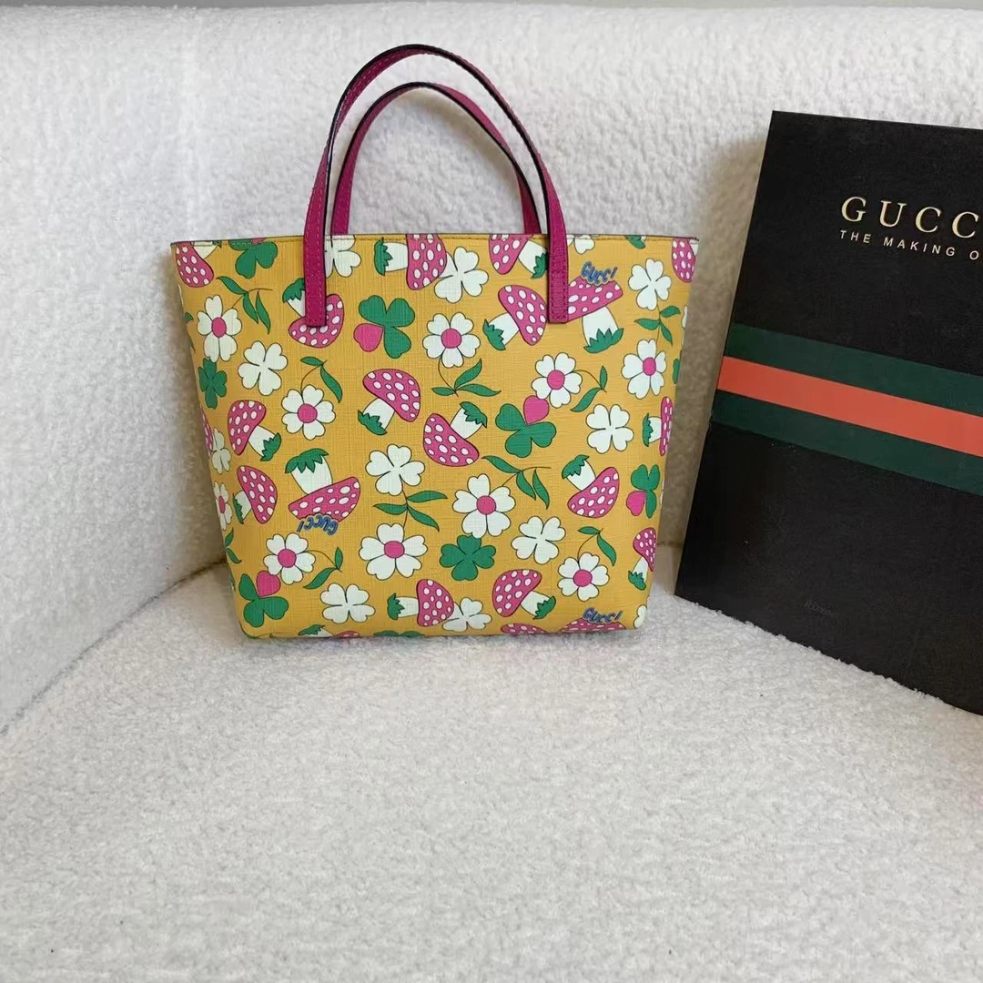 99新 GUCCI/古驰 壹臻/小雏菊蘑菇彩绘儿童包/77746510