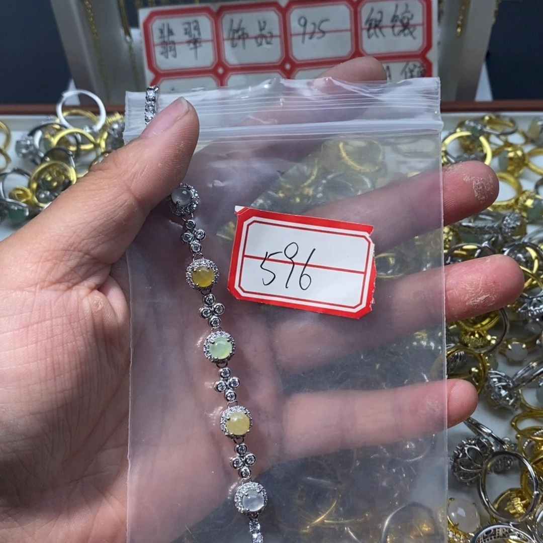 翡翠戒指银S925镶嵌翡翠首饰