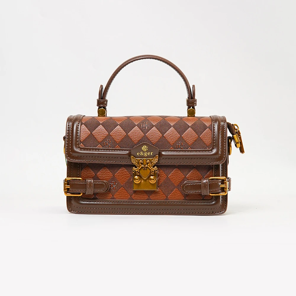 2024新款时尚单肩包休闲时尚百搭纯色菱格纹小众单肩手提包小方包