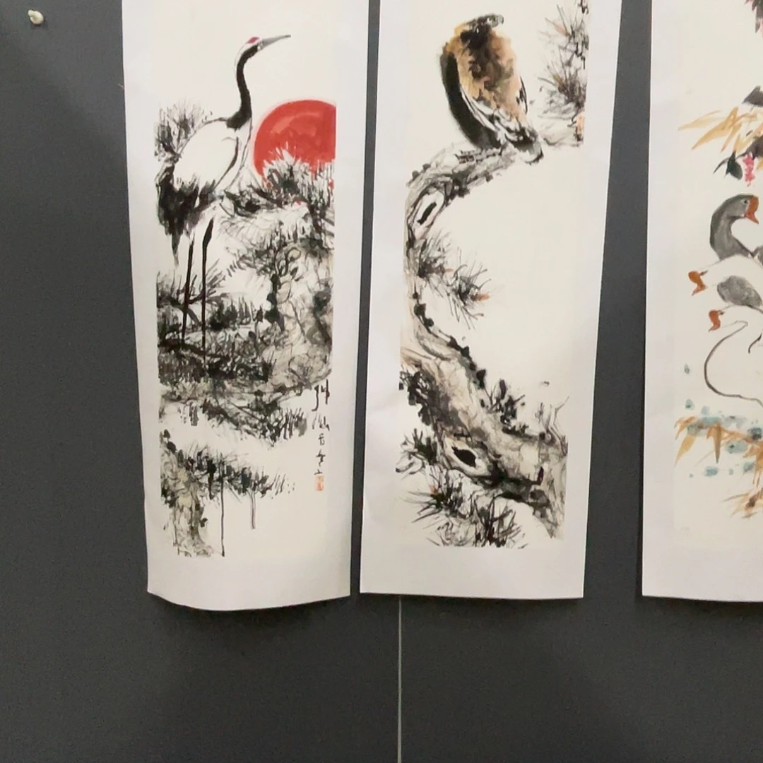 国画手****3李君美老师四尺对开花鸟