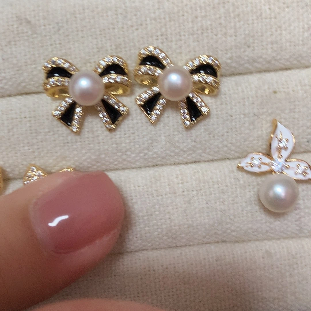 淡水珍珠耳饰合金