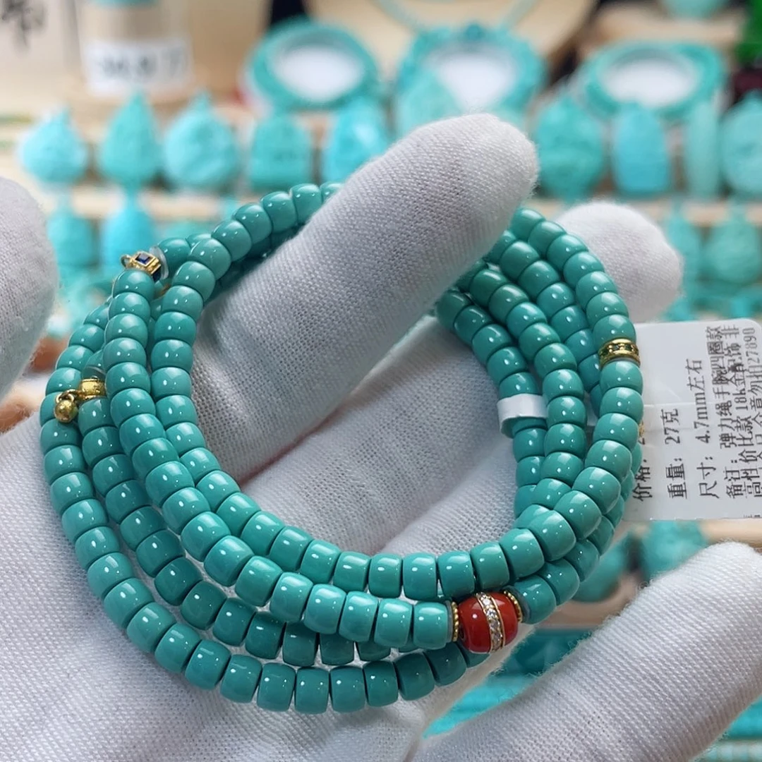 18K金镶嵌绿松石珠宝奇石