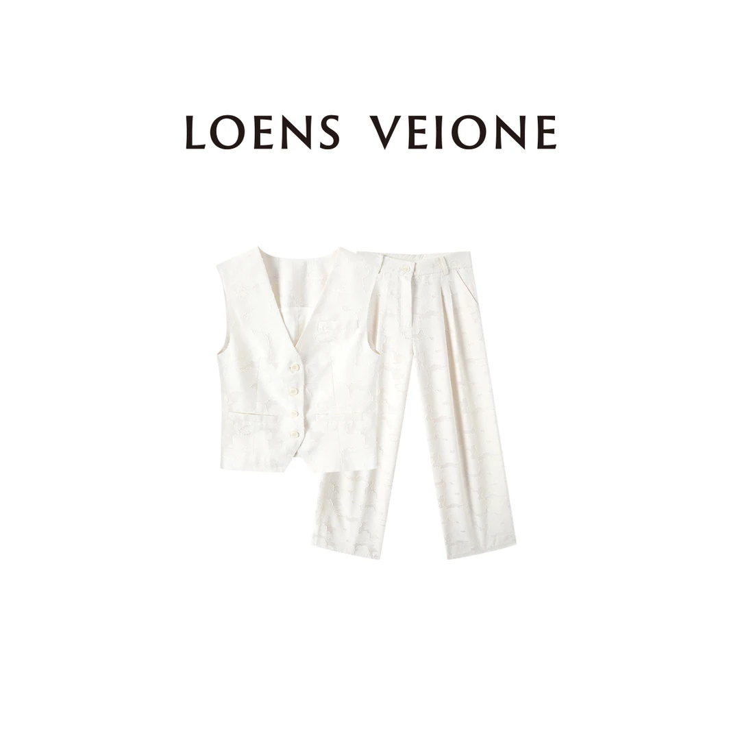 LOENS VEIONE/罗拉 2025新款印花纹路时尚马甲套装25CVBD0115N