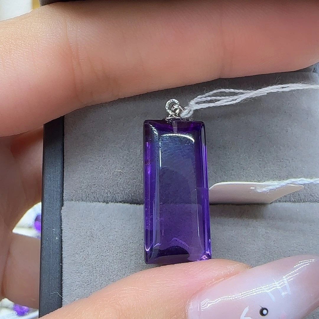 再***钟珠宝半成品银S925镶嵌水晶纯天然无优化紫水晶Q