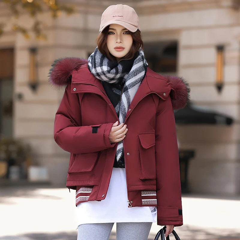 棉服2025防寒新款冬季毛领小个子加厚韩系工装棉袄克服学生外套