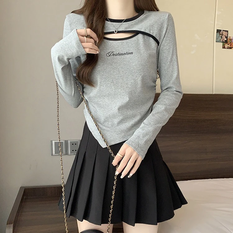 32173#春季新款纯欲镂空显瘦气质性感上衣