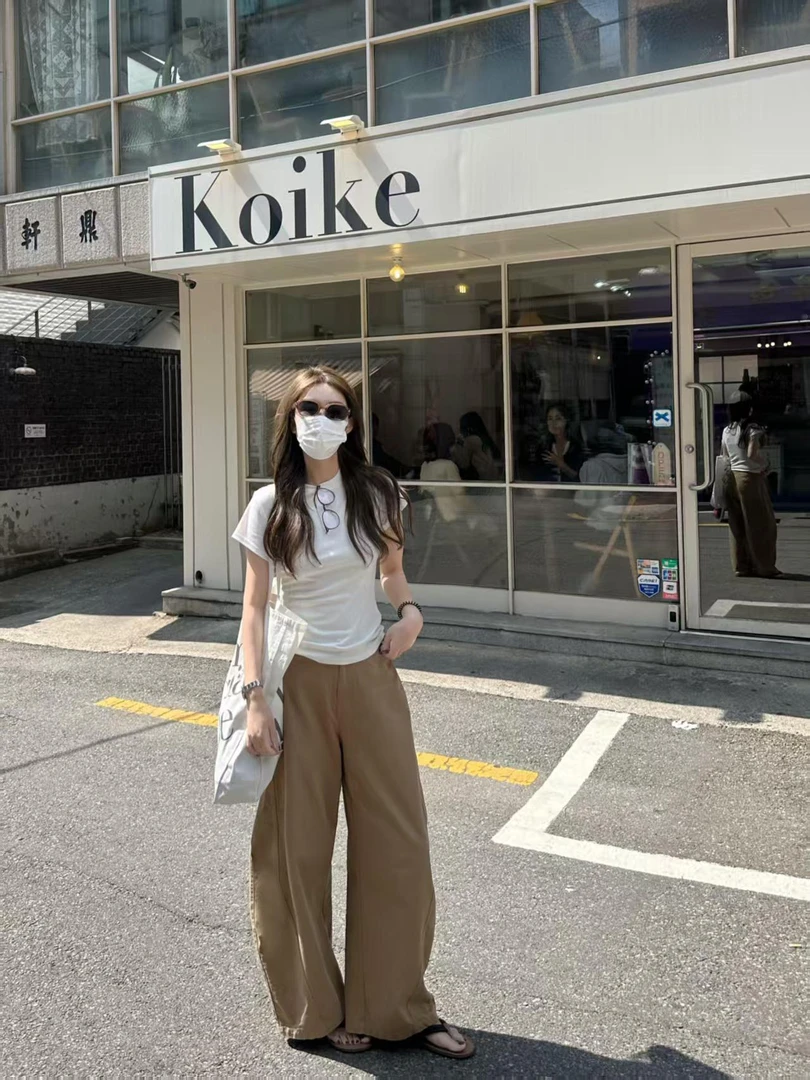 韩系简约正肩小众短袖T恤女夏季2025新款小众减龄气质时髦上衣潮