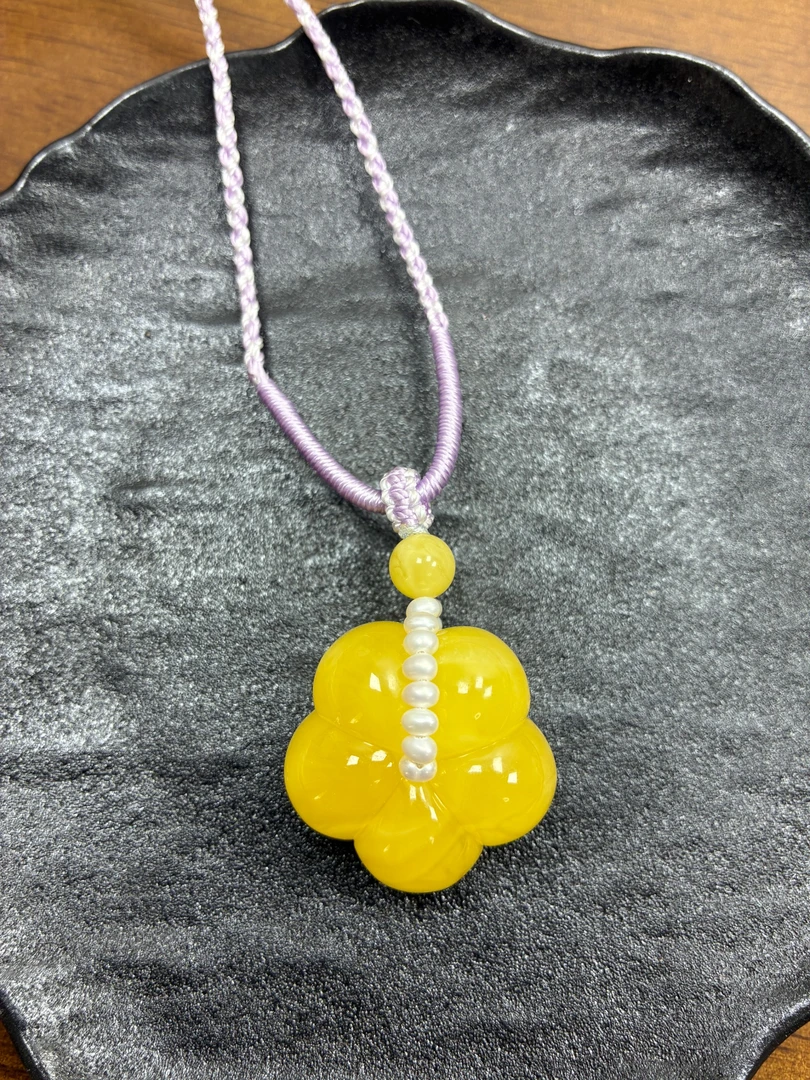 天然原矿蜜蜡焦皮料鸡油黄浓蜡妖花五瓣花