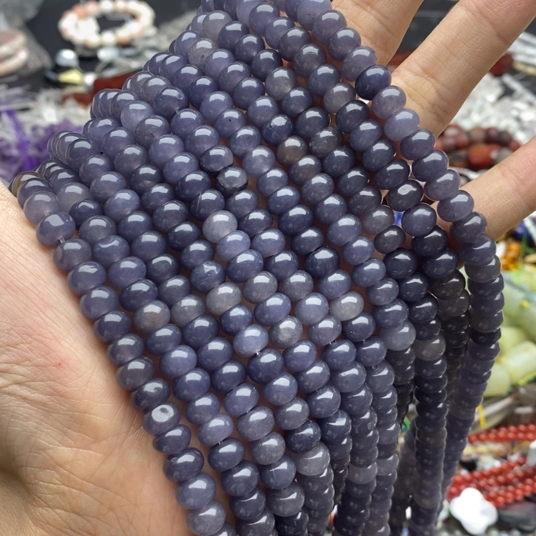 玛瑙/玉髓未镶嵌珠宝半成品一条8mm烟紫玉髓优化隔片