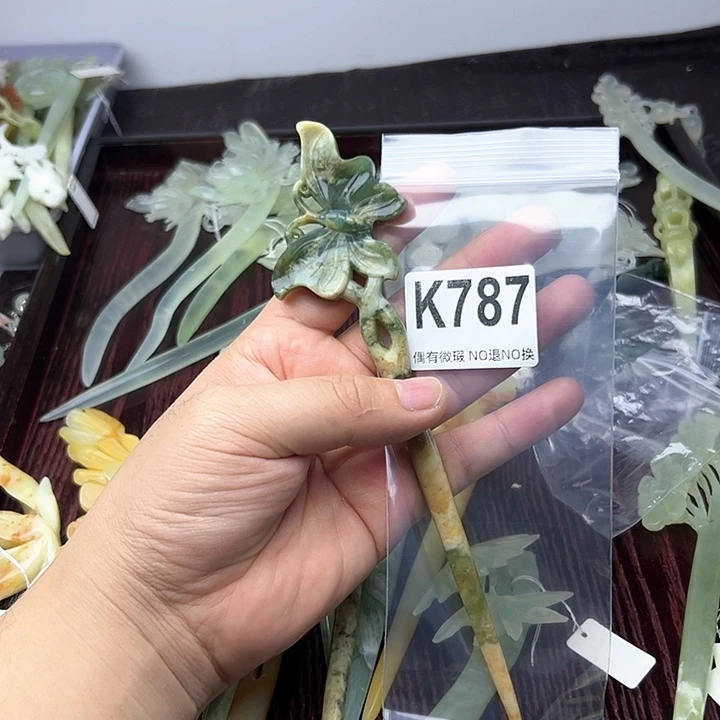 蛇纹石玉发饰合金无***妈