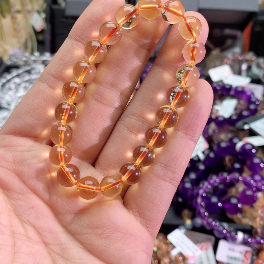 黄晶手链未镶嵌妮*黄水晶9+