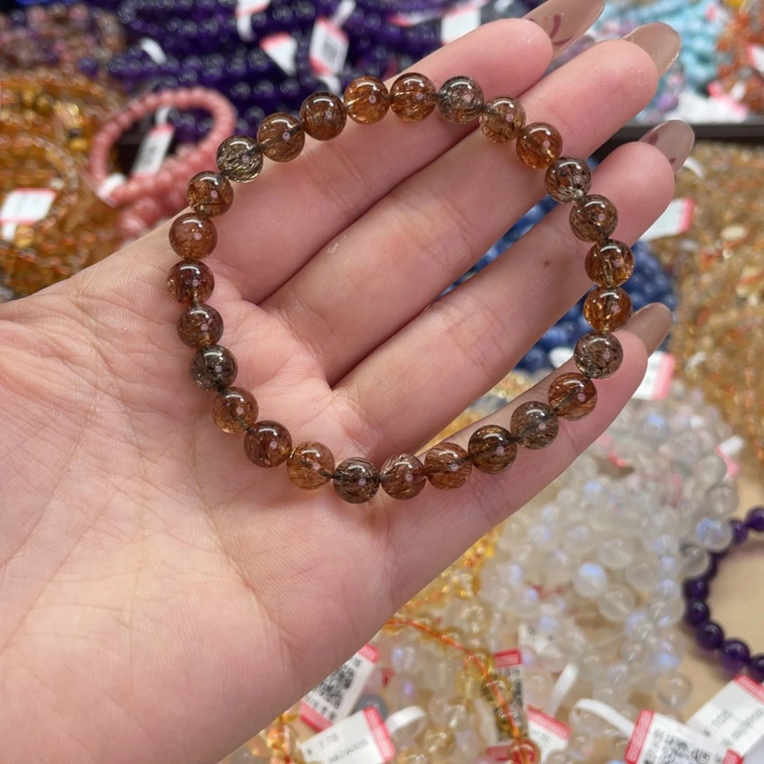 水晶手链未镶嵌黑金超七7mm+