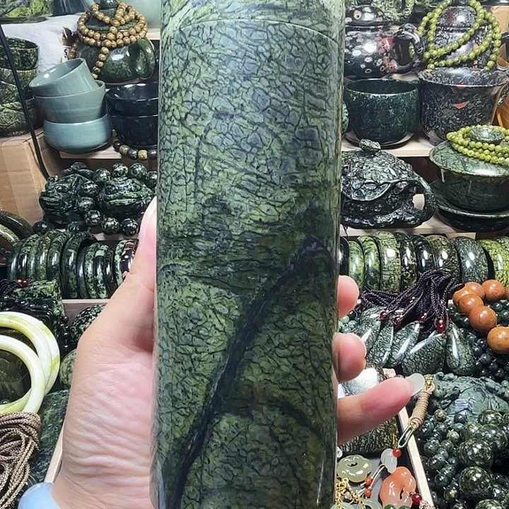 未镶嵌蛇纹石玉珠宝半成品藏玉药王石福利款网格随手杯
