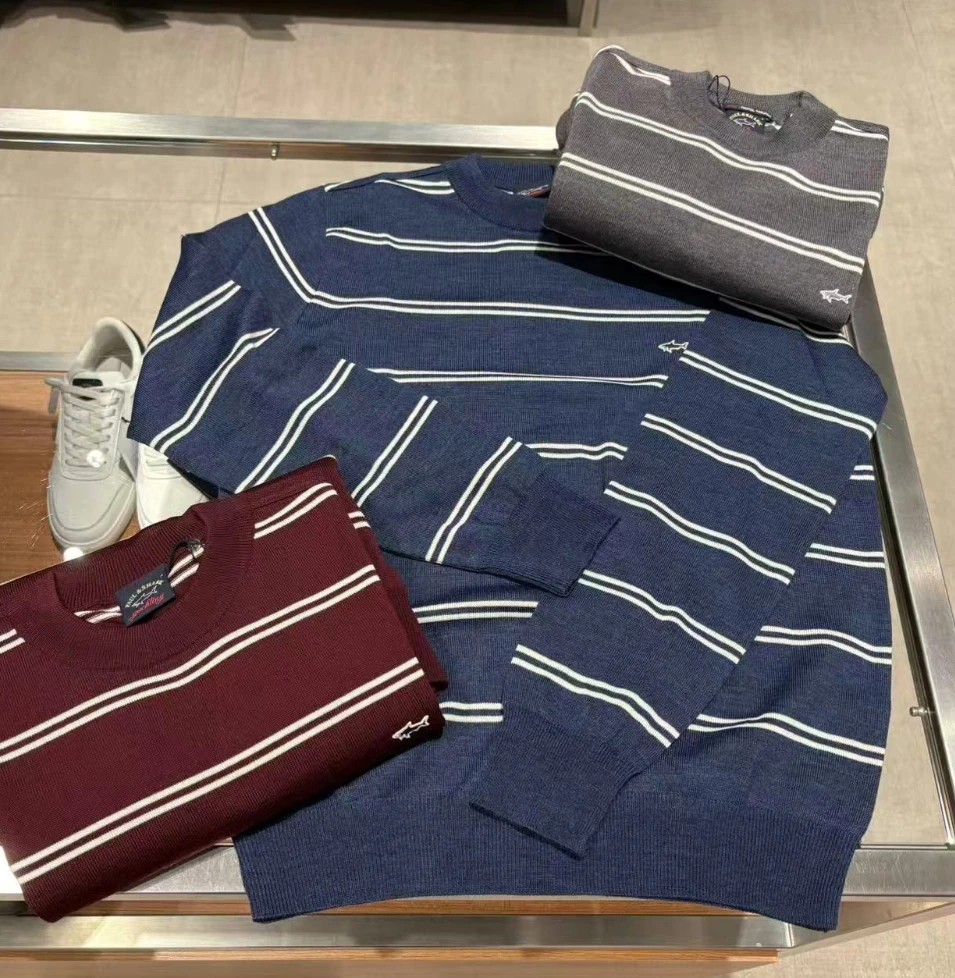 保鲨 纯羊毛针织条纹打底衫     下单联系客服