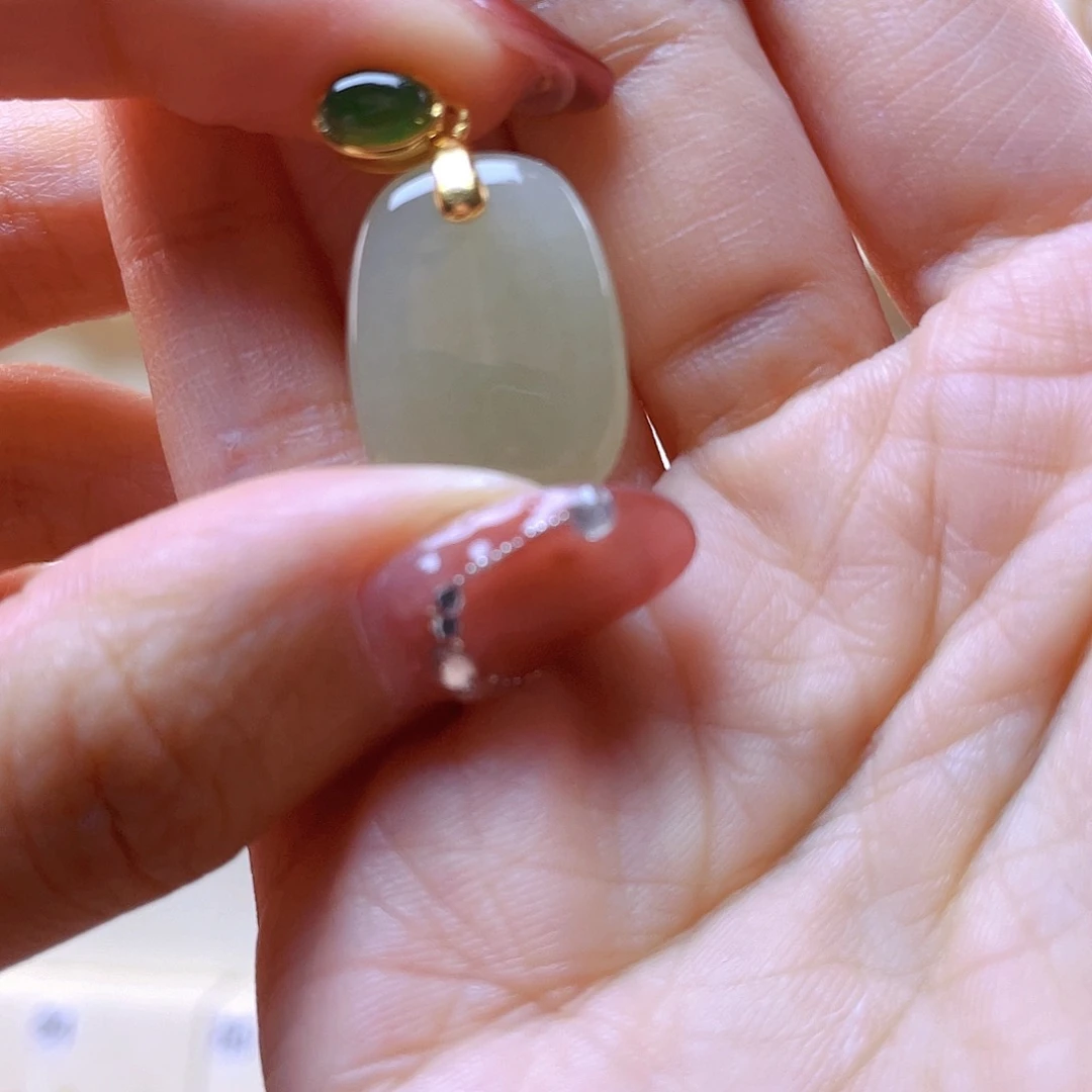 和田玉吊坠(赠链)银S925镀金镶嵌?***?