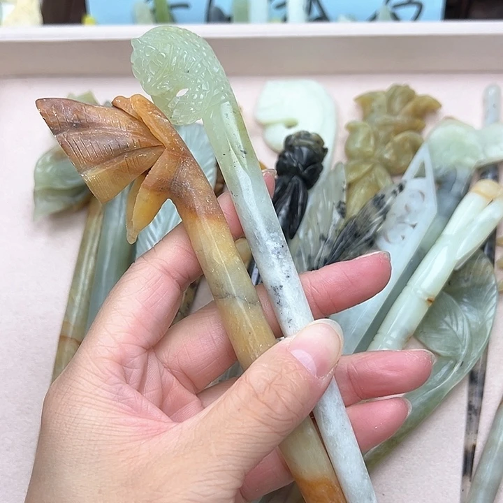 蛇纹石玉未镶嵌发簪