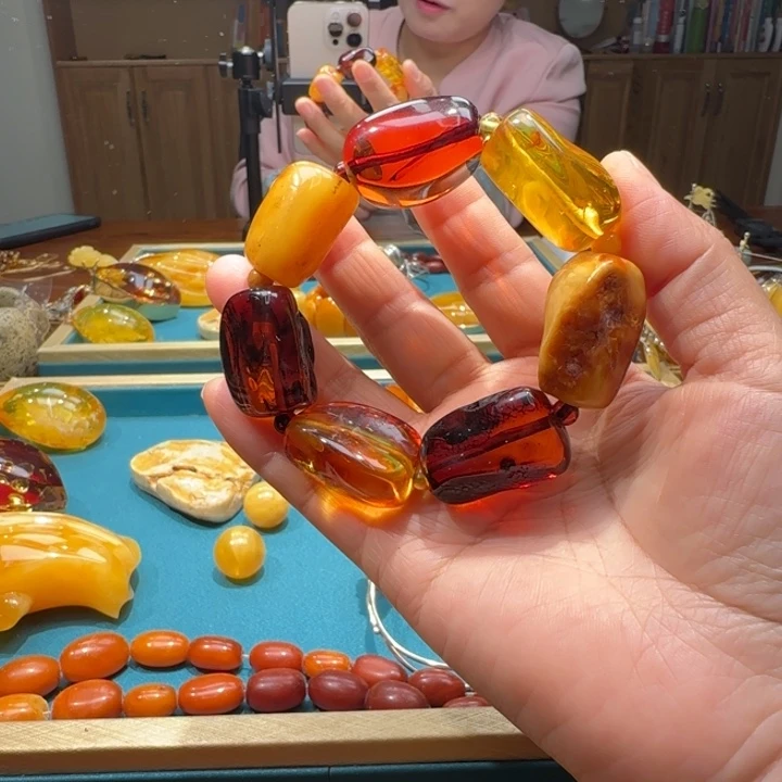 琥珀未镶嵌手链波兰设计款琥珀蜜蜡