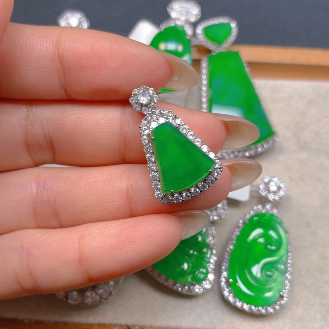 翡翠银S925镶嵌挂件