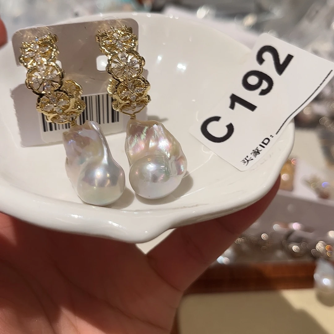 合金淡水珍珠耳饰