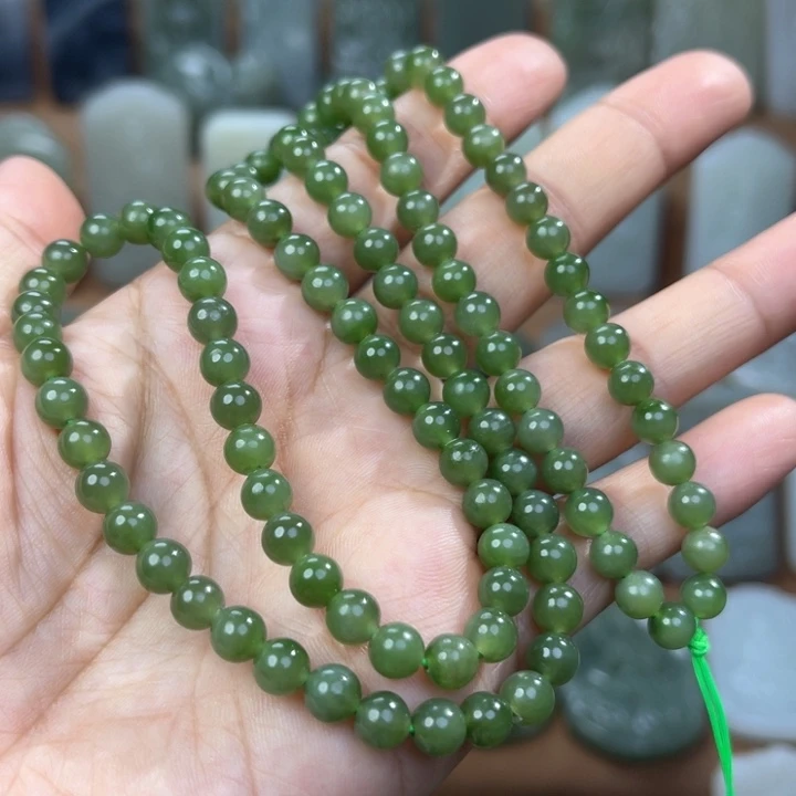 和田玉颈饰未镶嵌碧玉108卡6