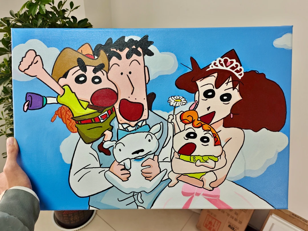 蜡笔小新全家福丙烯装饰画40×60cm尺寸