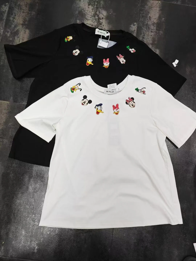 胖MM夏季卡通刺绣短袖