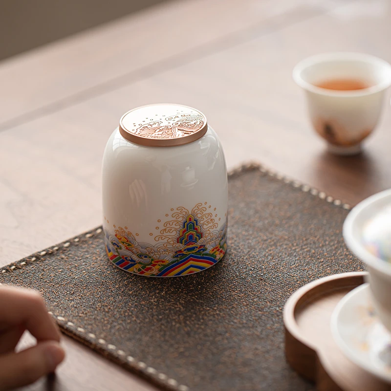 高档轻奢羊脂玉白瓷茶叶罐家用密封罐醒茶罐防潮储物罐空罐茶叶盒