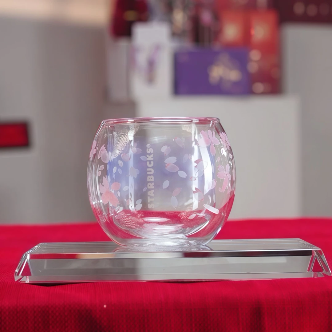 【颐凡】星家杯子樱花季限定粉色透明双层高硼玻璃杯水杯 花瓶创意