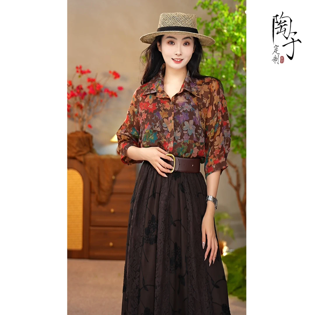 【陶子】~衬衫上衣复古花百搭款文艺风053001