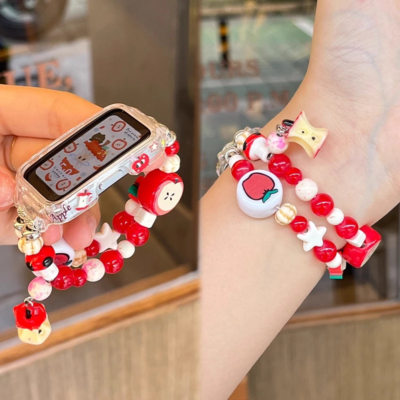 适用于华为手环10表带band10/9/8双排串珠苹果核荣耀手环10/9链式