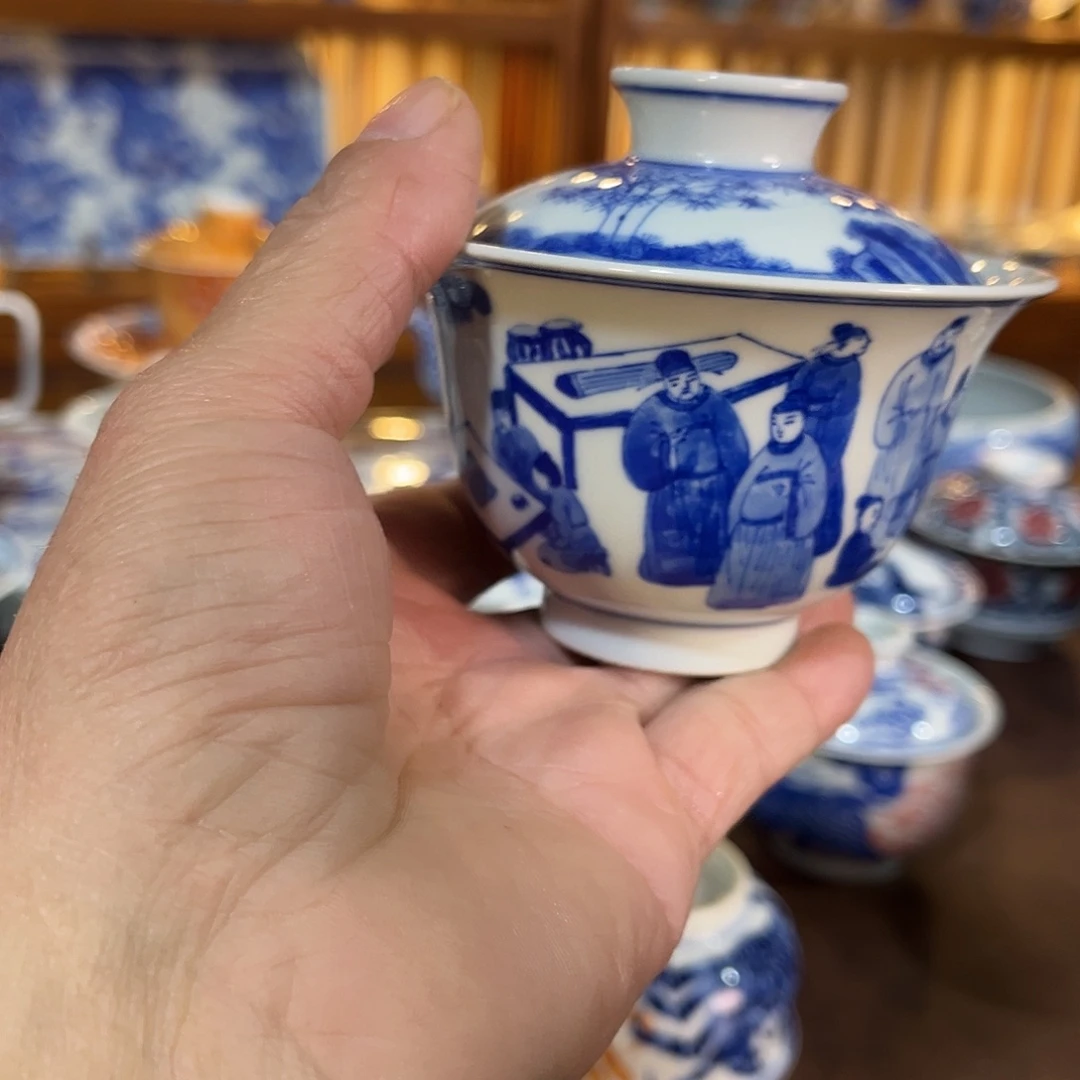 錡镇堂手工手绘盖碗