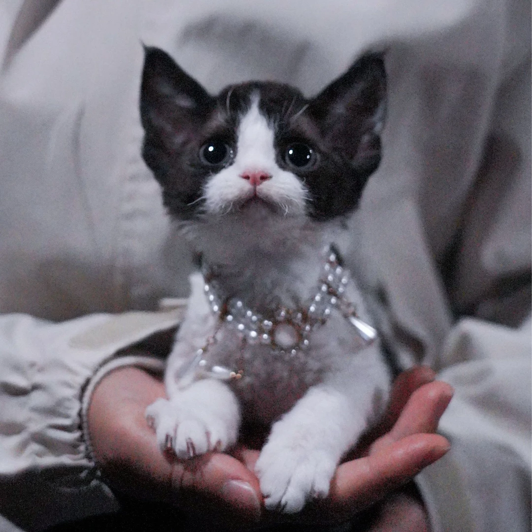 八月妹妹  黑白开脸德文卷毛猫