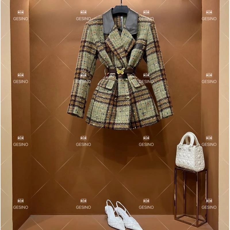 【露】秋冬气质小香风时尚设计师中长款外套 QD-2025177